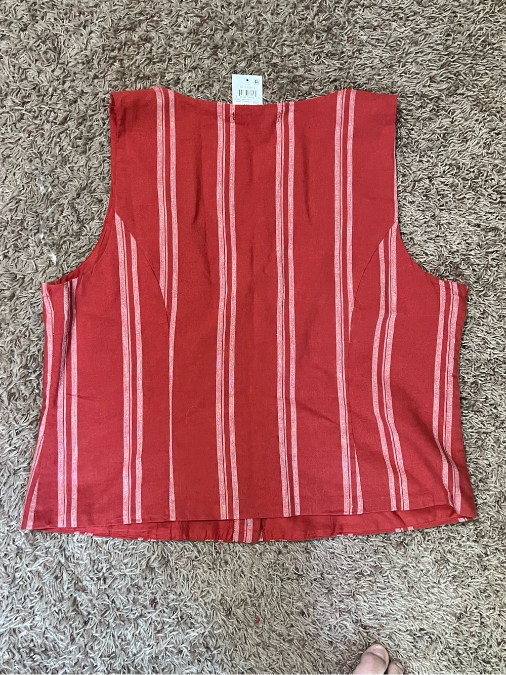 NWT And Now This Linen Blend Striped Button Front Vest XL - Picture 5 of 7